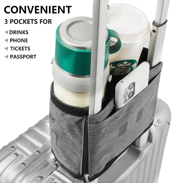 Beveetio Side Opening Luggage Cup Holder, Free Hand Suitcase Cup Holder,  Adjustable Divider Travel Cup Holder