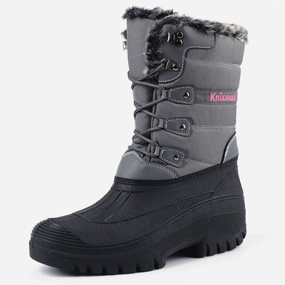  riemot Waterproof Snow Boots for Women Insulated Winter Boots  Mid-Calf Warm Walking Booties Outdoor Anti-Slip Lightweight Shoes Black EU  36/US 5